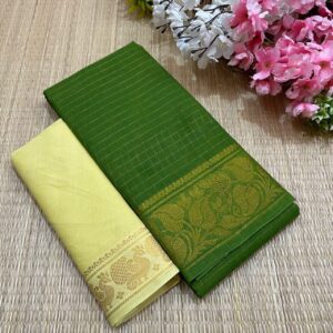 Green - Gold Jari Checked Sungudi Cotton Saree