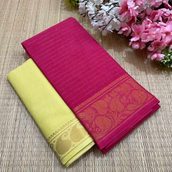 Pink - Gold Jari Checked Sungudi Cotton Saree