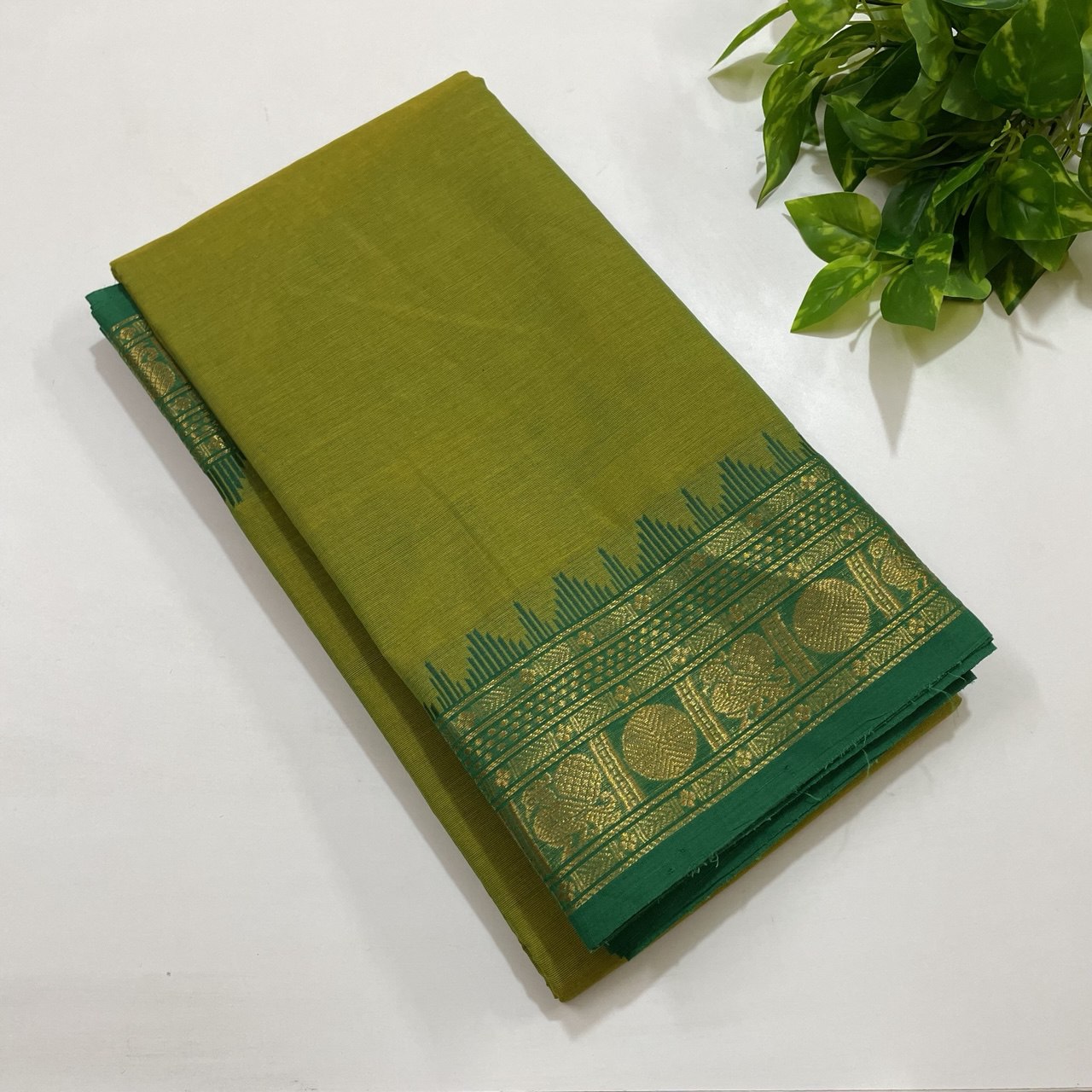 Green Chettinad With Blouse Cotton Saree