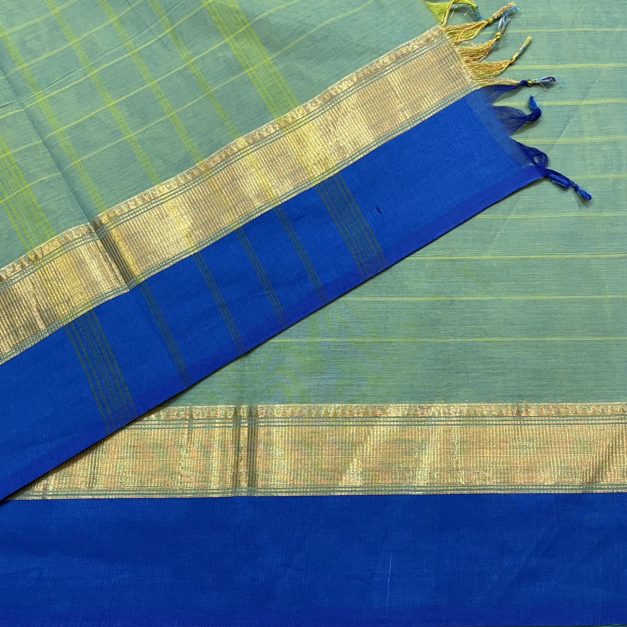 Hazel Green Chettinad With Blouse Cotton Saree - Image 2